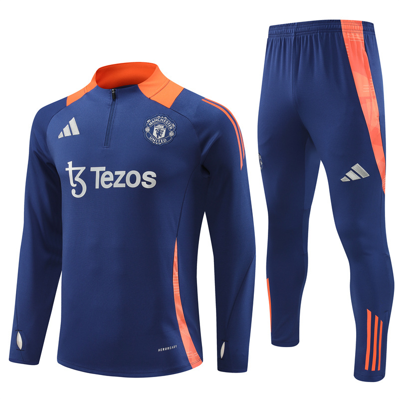 AAA Quality Man Utd 24/25 Tracksuit - Dark Blue/Orange